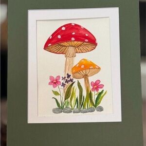Colorful Mushroom watercolor painting